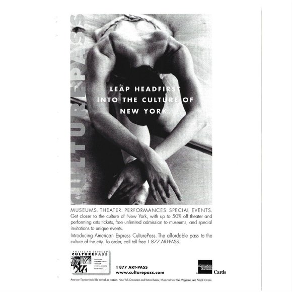 American Express Card AD Culturepass New York 1990s Vintage Print Ad - Picture 1 of 2